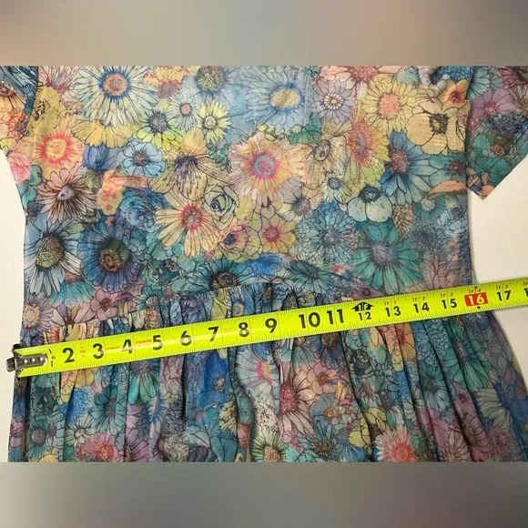 Johnny Was Florentina Mesh Tiered Slip Dress Multi Floral Size Medium - Picture 11 of 16